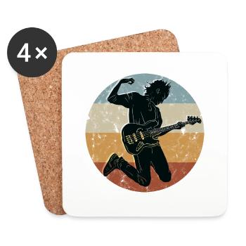 Bass | E-Bass | Bassgitarre Design - Untersetzer (4er-Set) - Weiß - Vorne