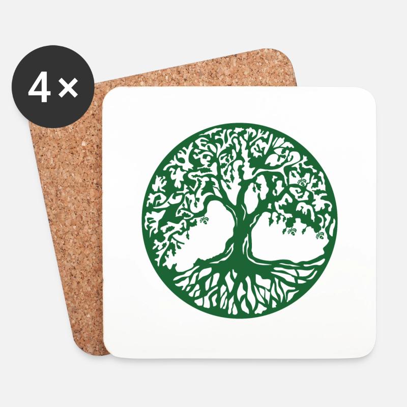 Baum des Lebens - Untersetzer (4er-Set) - Weiß