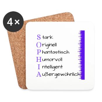 Sophia- Name und Persönlichkeit - Untersetzer (4er-Set) - Weiß - Vorne