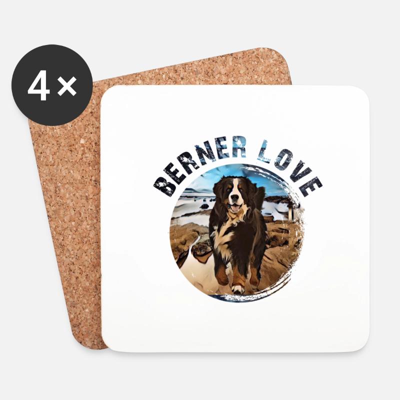 Berner Berghund - Untersetzer (4er-Set) - Weiß