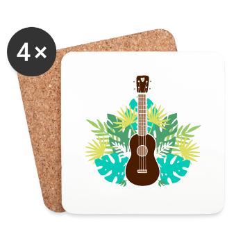 Musiker Geschenk Ukulele Hawaii - Untersetzer (4er-Set) - Weiß - Vorne
