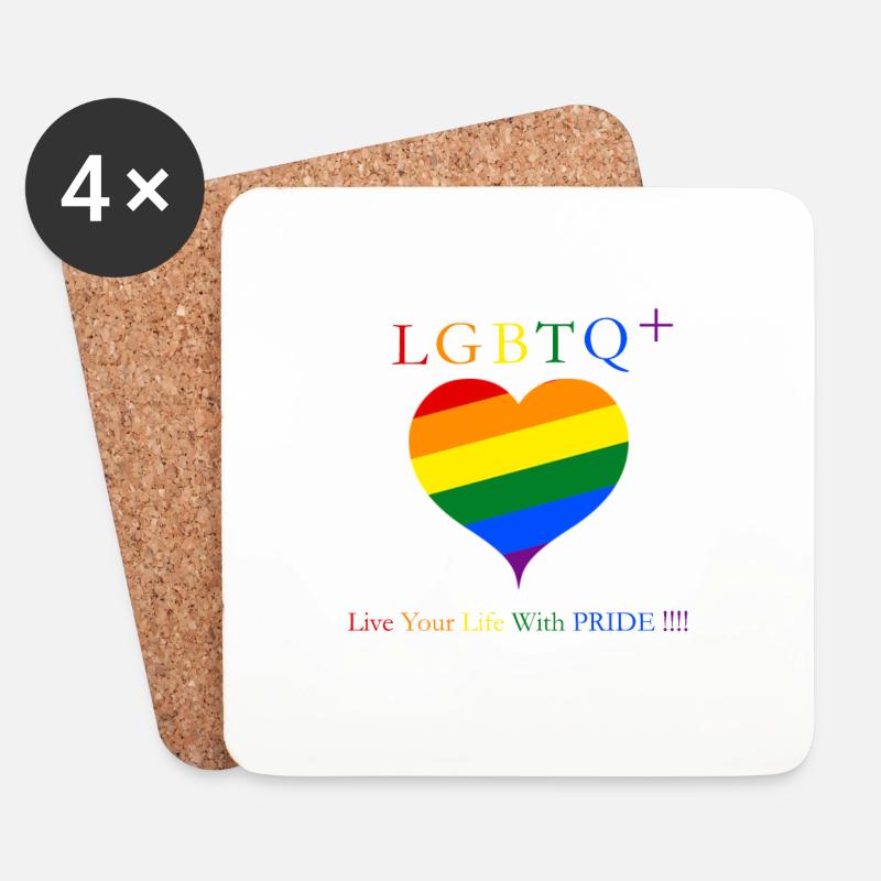 LGBTQ+ Live Your Life With PRIDE - Untersetzer (4er-Set) - Weiß