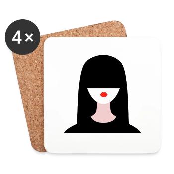 femme japonaise - Dessous de verre (lot de 4) - blanc - Devant