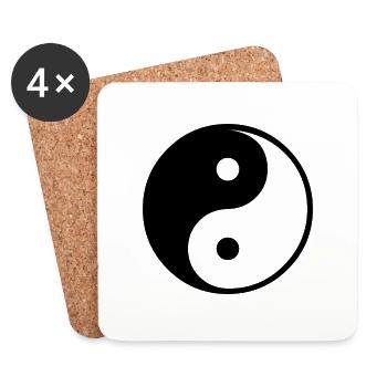 Yin Yang symbole transparent chi mantra yoga - Dessous de verre (lot de 4) - blanc - Devant