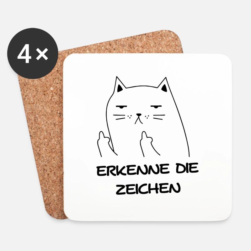 Erkenne die zeichen Geschenk Katze Haustiere - Untersetzer (4er-Set) - Weiß
