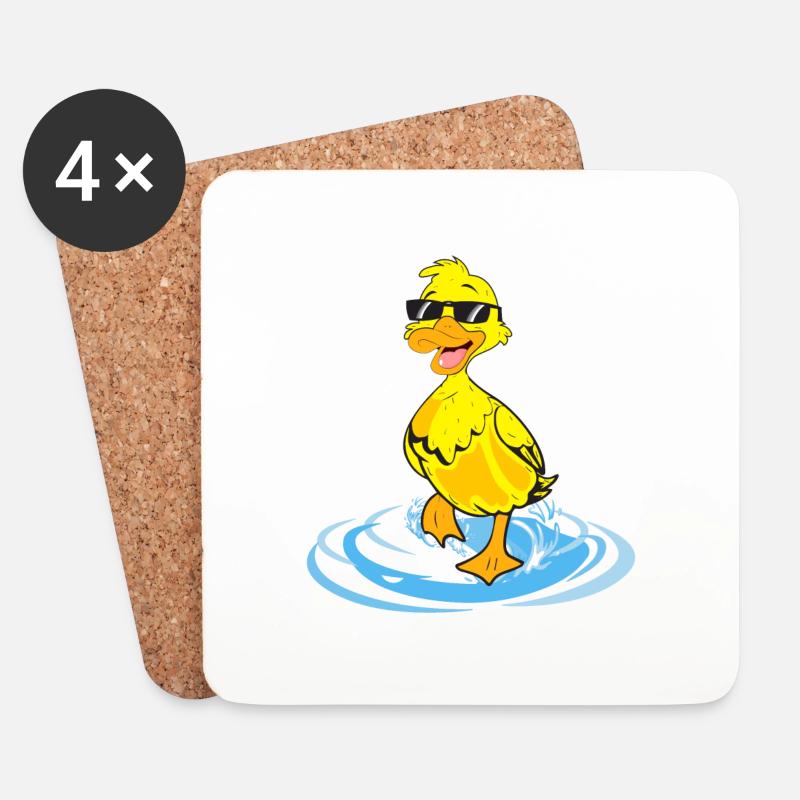 Ente Cool - Untersetzer (4er-Set) - Weiß