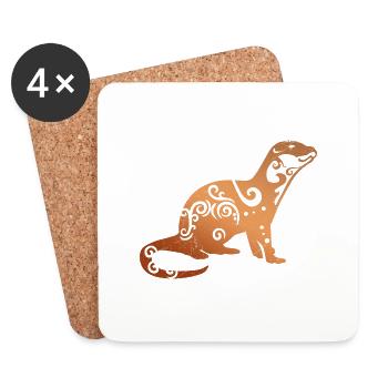Maori Seeotter Polynesien Tribal Tattoo Geschenk - Untersetzer (4er-Set) - Weiß - Vorne