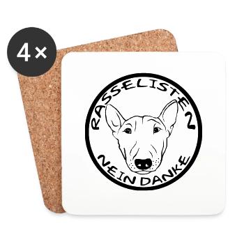 Rasselisten Nein Danke - Bullterrier hell - Untersetzer (4er-Set) - Weiß - Vorne