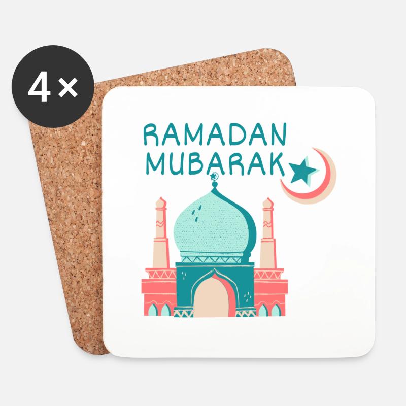 Ramadan Mubarak/Eid /Muslim /Islam/Allah - Untersetzer (4er-Set) - Weiß