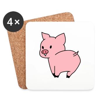 Cute Pig - Coasters (set of 4) - white - Front