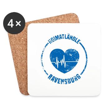 Hoimatländle Ravensburg Schwaben Heimatstadt - Untersetzer (4er-Set) - Weiß - Vorne