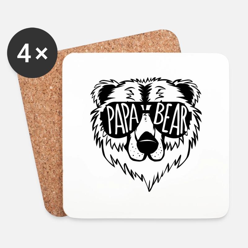 Papa bear Geschenk Vater Vatertag Spruch - Untersetzer (4er-Set) - Weiß