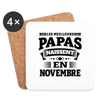 MEILLEURS PAPAS DE NOVEMBRE - Dessous de verre (lot de 4) - blanc - Devant