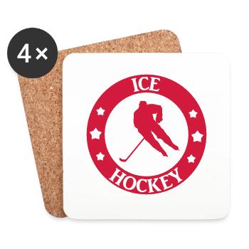 Hockey sur glace - Dessous de verre (lot de 4) - blanc - Devant
