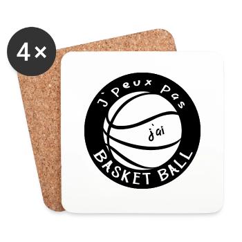 J peux pas j ai basket ball - Humour - Dessous de verre (lot de 4) - blanc - Devant