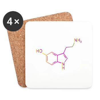 Serotonin Molecule Chemistry Happiness Gift Idea - Coasters (set of 4) - white - Front