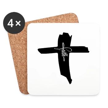 Croix chrétienne, Faith - Dessous de verre (lot de 4) - blanc - Devant