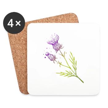 Écosse Discernes de fleur Conception de tatouage Idée cadeau - Dessous de verre (lot de 4) - blanc - Devant