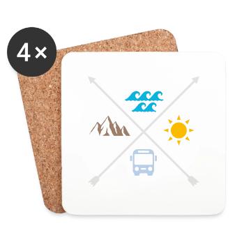 Surfen Sonnenschein Welle Surfbus Tattoo Design - Untersetzer (4er-Set) - Weiß - Vorne