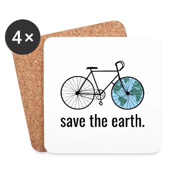 save the earth_Fahrrad_black_world color - Untersetzer (4er-Set) - Weiß - Vorne