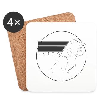 Akita Inu Round Logo - Coasters (set of 4) - white - Front