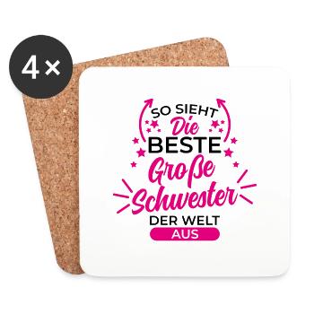 Beste große schwester Geschenk Schwangerschaft - Untersetzer (4er-Set) - Weiß - Vorne