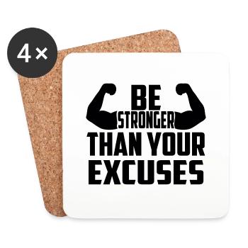 Be Stronger Than Your Excuses - Coasters (set of 4) - white - Front
