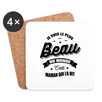 JE SUIS LE PLUS BEAU DU MONDE MAMAN L'A DIT - Dessous de verre (lot de 4) - blanc - Devant