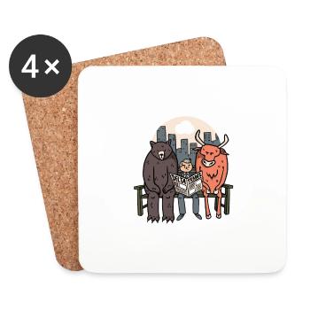 Bull And Bear - Funny Crypto/Stocks - Coasters (set of 4) - white - Front