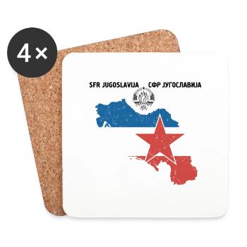 Yugoslavia SFRJ Jugo Kosovo Geschenk Tito - Untersetzer (4er-Set) - Weiß - Vorne
