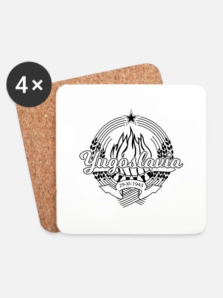 Yugoslavia Ljubljana Gift Jugo Tito SFRJ - Coasters (set of 4) - white