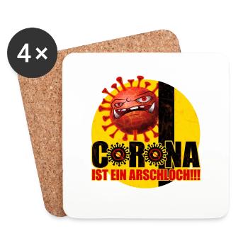 Corona ist ein Arschloch Coronashirt Lockdown - Untersetzer (4er-Set) - Weiß - Vorne