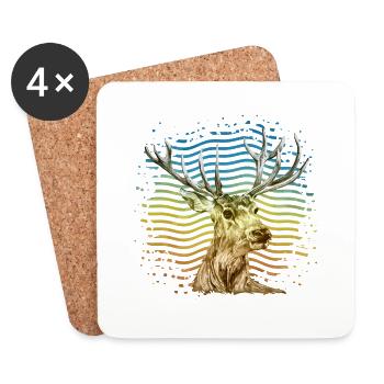 deer - Coasters (set of 4) - white - Front