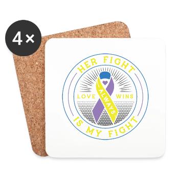 Son combat est ma lutte contre la sensibilisation au cancer de la vessie - Dessous de verre (lot de 4) - blanc - Devant