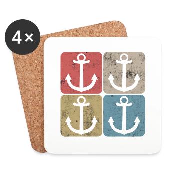 Gift Idea Sea Captain Nautical Anchor Vintage - Coasters (set of 4) - white - Front