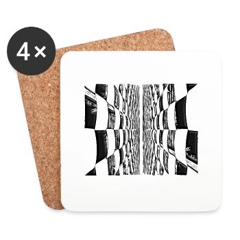 Abstract Vintage Lines Pattern - Coasters (set of 4) - white - Front