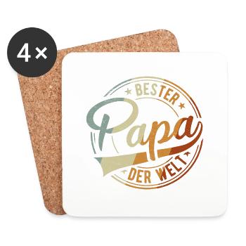 Bester Papa Vater Retro - Untersetzer (4er-Set) - Weiß - Vorne
