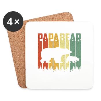 Vintage Papa Bär Baby Bär Vatertag - Dessous de verre (lot de 4) - blanc - Devant