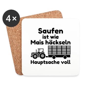 Saufen maishäckseln hauptsache Landwirt Geschenk - Untersetzer (4er-Set) - Weiß - Vorne