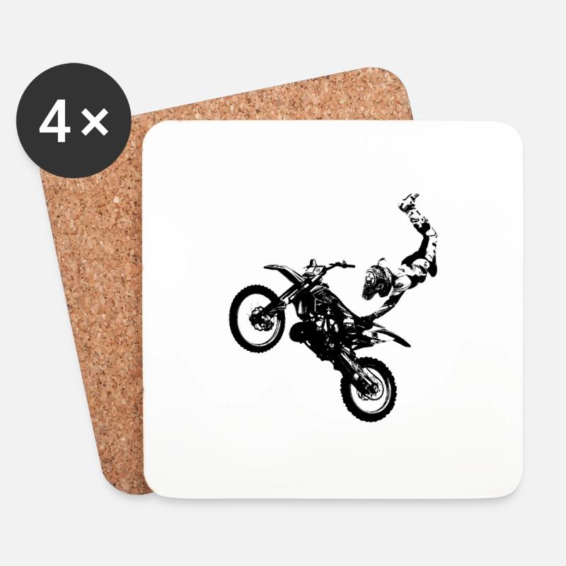 Motocross freestyle - Untersetzer (4er-Set) - Weiß