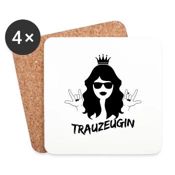 Trauzeugin Geschenk Hochzeit Ehe Braut - Untersetzer (4er-Set) - Weiß - Vorne