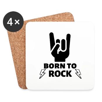 born to rock t shirt rock and roll eclair music - Dessous de verre (lot de 4) - blanc - Devant