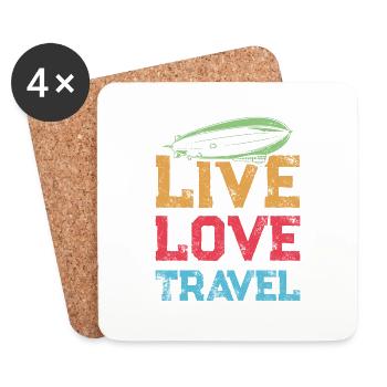 Live Love Travel Zeppelin - Dessous de verre (lot de 4) - blanc - Devant