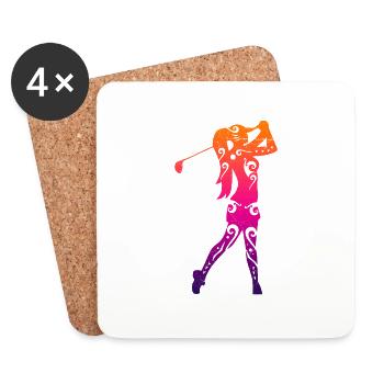 Maori golf girl golf lover gift idea - Coasters (set of 4) - white - Front