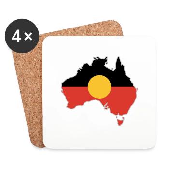 Aboriginal Flag Australia Card Gift Idea - Coasters (set of 4) - white - Front