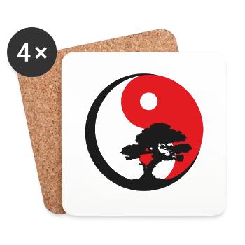 Qigong Bonsaï Ying Yang - Dessous de verre (lot de 4) - blanc - Devant