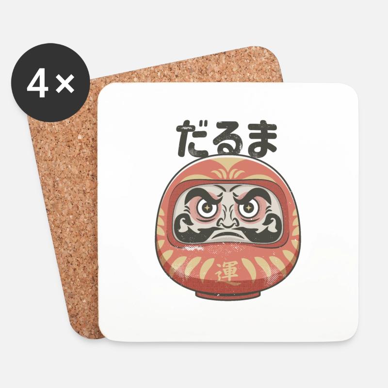 Daruma doll - Coasters (set of 4) - white