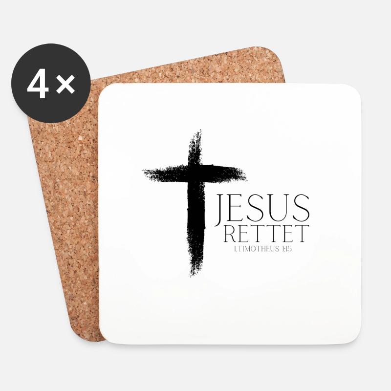 Jesus Rettet - Untersetzer (4er-Set) - Weiß