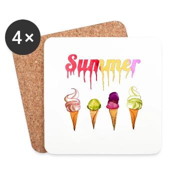 Aquarelle Skiair GLACE ITALIENNE qui fond - Dessous de verre (lot de 4) - blanc - Devant