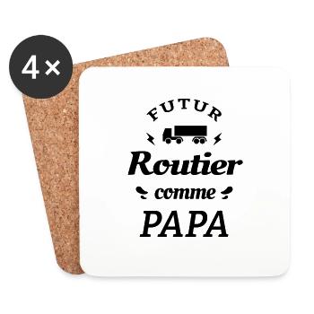 FUTUR ROUTIER COMME PAPA - Dessous de verre (lot de 4) - blanc - Devant